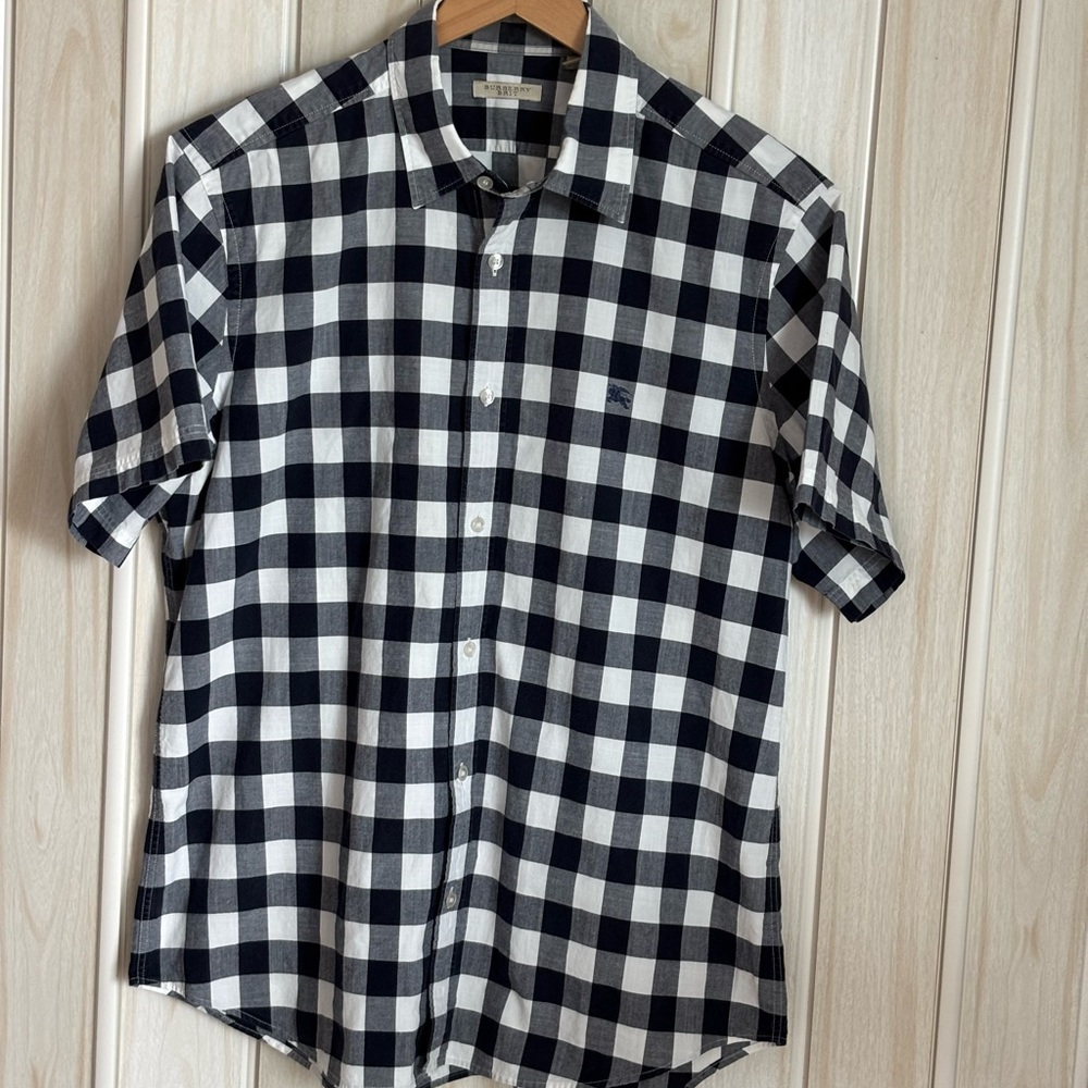 Burberry Dark Blue and White Casual Button Down Shirt